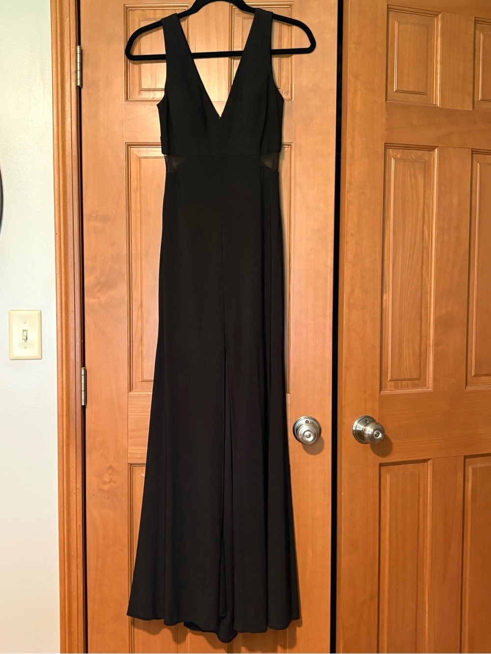 Xscape Black V-Neck Sleeveless Evening Gown